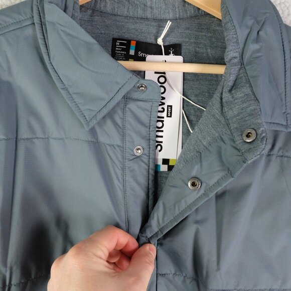 Smartwool Jacket Mens Medium Blue Shacket Shirt Snap Smartloft Pewter JKT - Picture 8 of 12